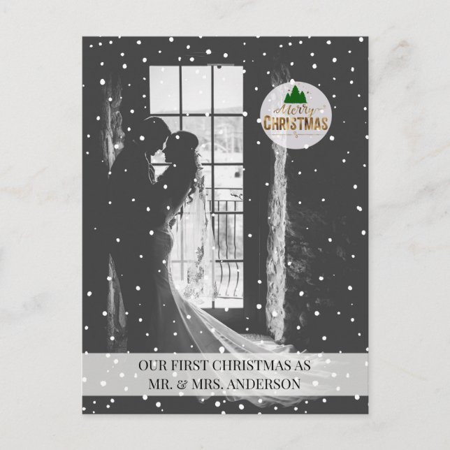 Postal "¡Feliz Navidad!" Foto Karte Schneeflocken (Anverso)