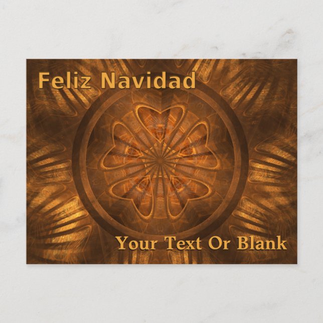 Postal Feliz Navidad - Fractal de madera (Anverso)