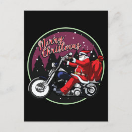 Postal Feliz Navidad Funny Santa Rides Regalos de motocic