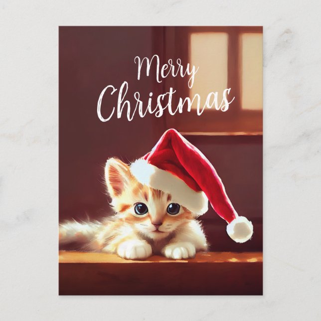 Postal Feliz Navidad Gatito (Anverso)
