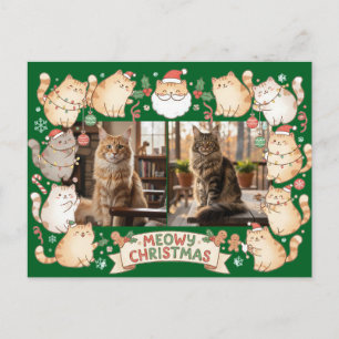 Postal Feliz Navidad Gatito Lindo Dibujo Animado Dos Foto