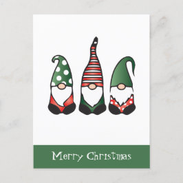 Postal Feliz Navidad Gnomes Verde Rojo