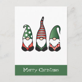 Postal Feliz Navidad Gnomes Verde Rojo