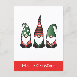 Postal Feliz Navidad Gnomes Verde Rojo
