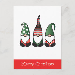 Postal Feliz Navidad Gnomes Verde Rojo
