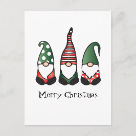 Postal Feliz Navidad Gnomes Verde Rojo