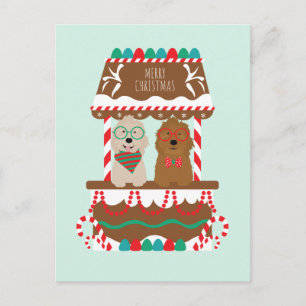Postal Feliz Navidad Goldendoodles Holiday Stand Dogs