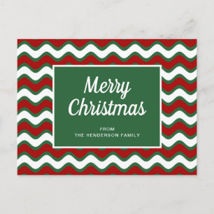 Postal Feliz Navidad Green Wave Stripes