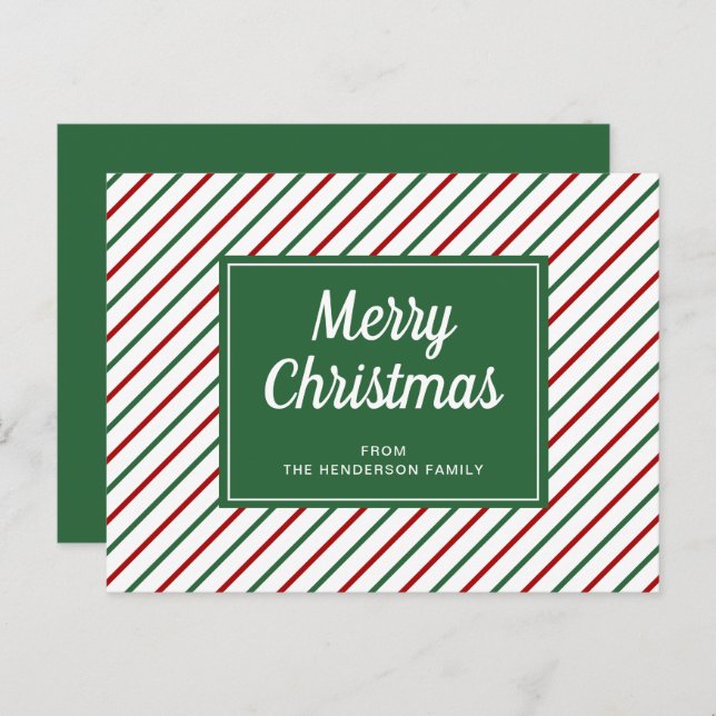 Postal Feliz Navidad Green White Stristris (Anverso / Reverso)