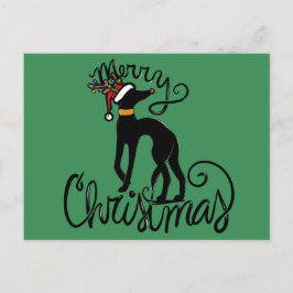 Postal Feliz Navidad Greyhound Reindeer