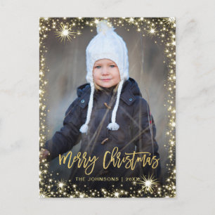 Postal Feliz Navidad, guión moderno de pincel saludo de f