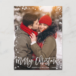 Postal Feliz Navidad, guión moderno de pincel saludo de f