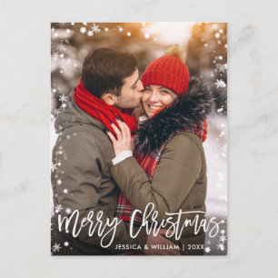 Postal Feliz Navidad, guión moderno de pincel saludo de f