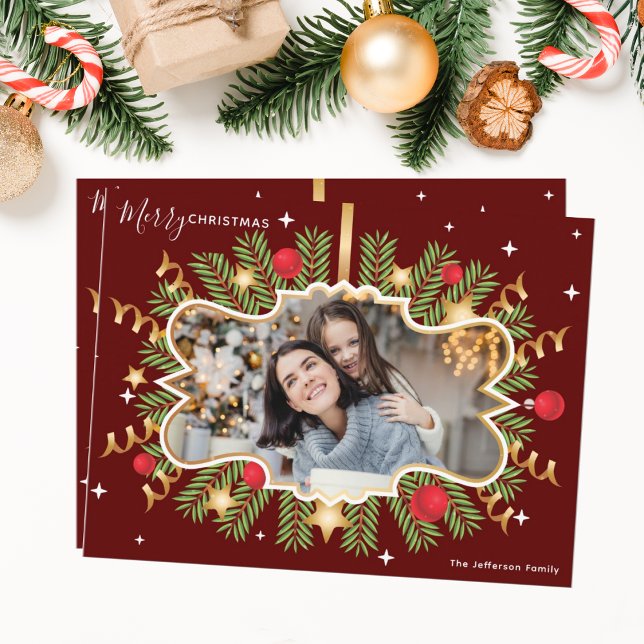 Postal Feliz Navidad Hermosa Guerra de Oro Rojo (Subido por el creador)