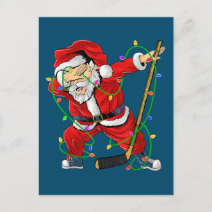 Postal Feliz Navidad Hockey sobre hielo Santa Claus hacie