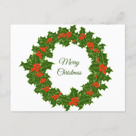 Postal Feliz Navidad Holly Wreath