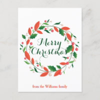 Feliz Navidad Holly Wreath Personalizado tradicion