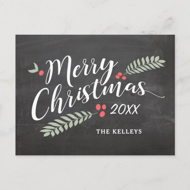 Postal Feliz Navidad, Holly y Berries sin foto (Anverso)