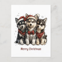 Feliz Navidad Husky Dogs