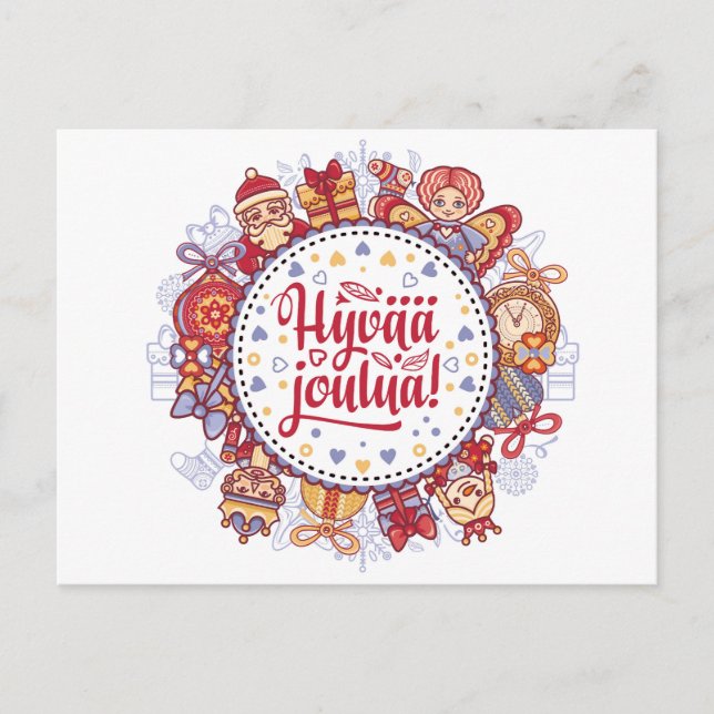 Postal Feliz Navidad Hyvää joulua Finlandés (Anverso)