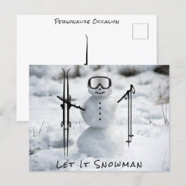 Postal Feliz Navidad Invierno Pista de Esquí Vacaciones