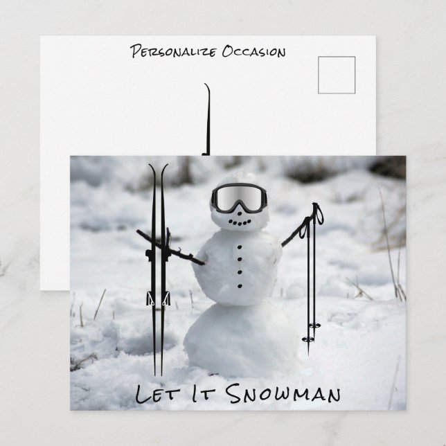 Postal Feliz Navidad Invierno Pista de Esquí Vacaciones (Anverso / Reverso)