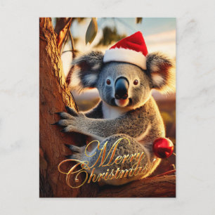 Postal Feliz Navidad Koala sentado en Gumtree
