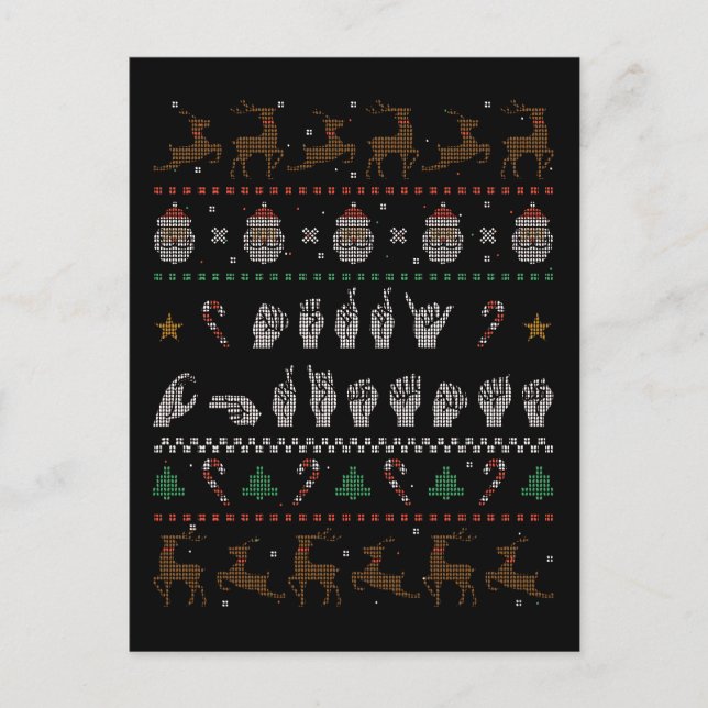 Postal Feliz Navidad - Lengua de Rótulo Americana ASL II (Anverso)