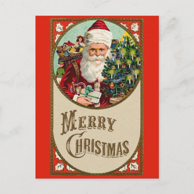 Postal Feliz Navidad lindo Papá Noel (Anverso)