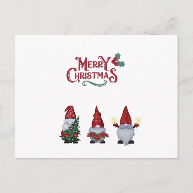 Postal feliz navidad lindos gnomes caramelos (Anverso)