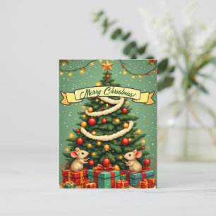 Postal Feliz Navidad Lindos Ratones Felices Árbol Victori