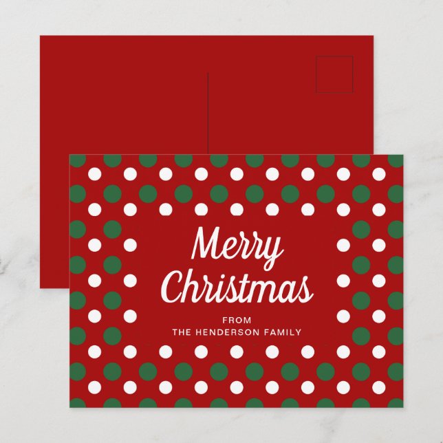 Postal Feliz Navidad, los puntos de polka rojos (Anverso / Reverso)