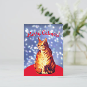 Postal Feliz Navidad, marmalade ginger cat Postcard