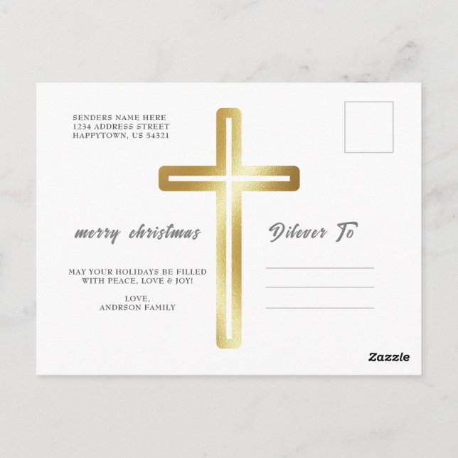 Postal Feliz Navidad moderna y simple foto (Reverso)