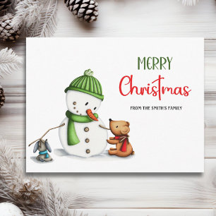 Postal Feliz Navidad Muñeco de Nieve 