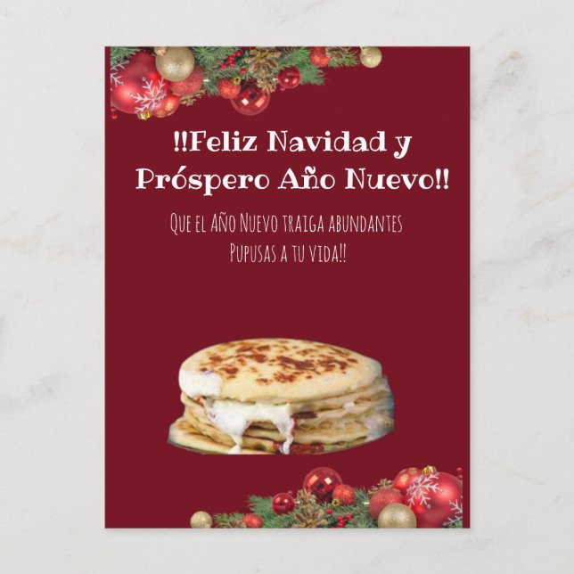 Postal Feliz Navidad Navidades al Comelón de Pupusas (Anverso)