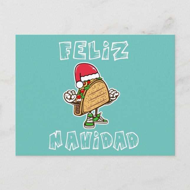 Postal Feliz Navidad Navidades mexicanos en Santa Taco (Anverso)