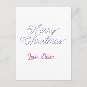 Postal feliz navidad nombre azul amor simple azul púrpura