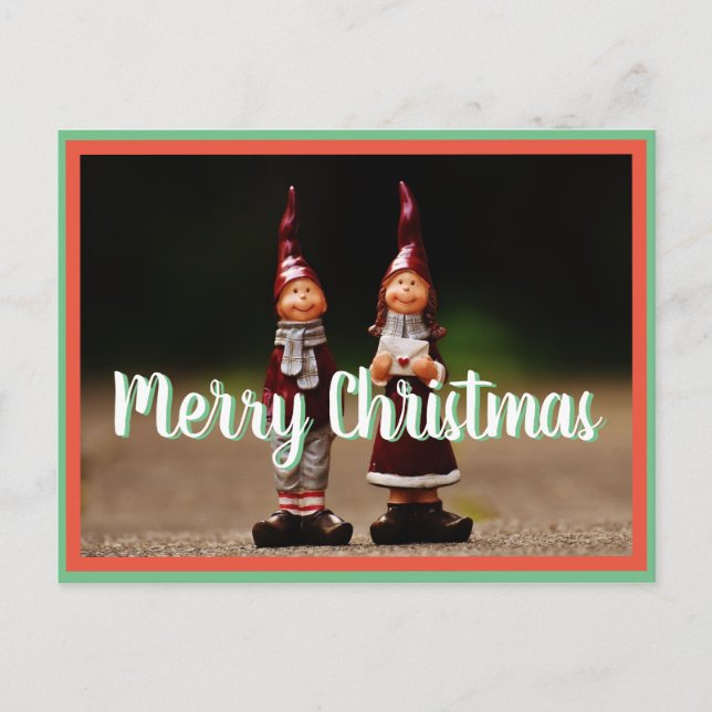 Postal Feliz Navidad norte polo elfos posttravesía (Anverso)