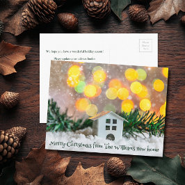 Postal Feliz Navidad Nueva fiesta en casa en movimiento