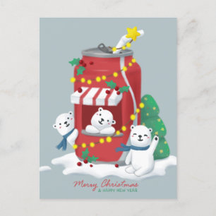 Postal Feliz Navidad: Oso Polar y lata de soda