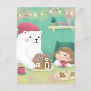 Postal Feliz Navidad: Oso Polar y Niño