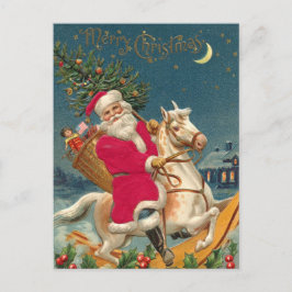 Postal Feliz Navidad, Papá Noel en caballo