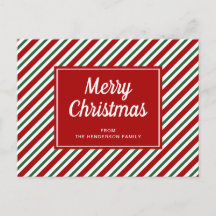 Feliz Navidad Patrón de rayas rojas y verdes