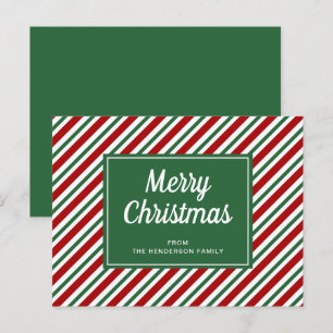 Postal Feliz Navidad Patrón rayado verde verde
