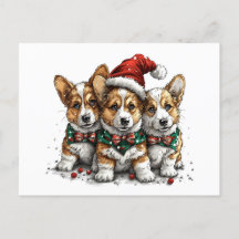 Feliz Navidad Pembroke Corgi galés cachorros