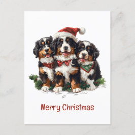 Postal Feliz Navidad Perros de Montaña Berneses