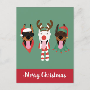 Postal Feliz Navidad Perros Dobermann