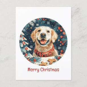 Postal Feliz Navidad Perros recuperadores de oro