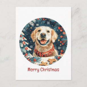 Postal Feliz Navidad Perros recuperadores de oro